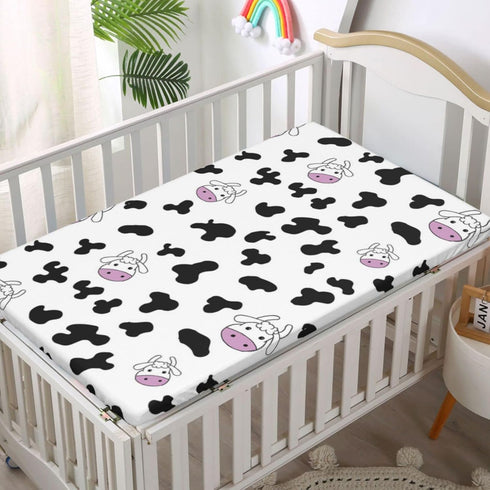Sheet,24 x38,Multicolor Cow Print Themed Fitted Mini Crib Sheets,Portable Mini Crib Sheets Ultra Soft Material -Crib