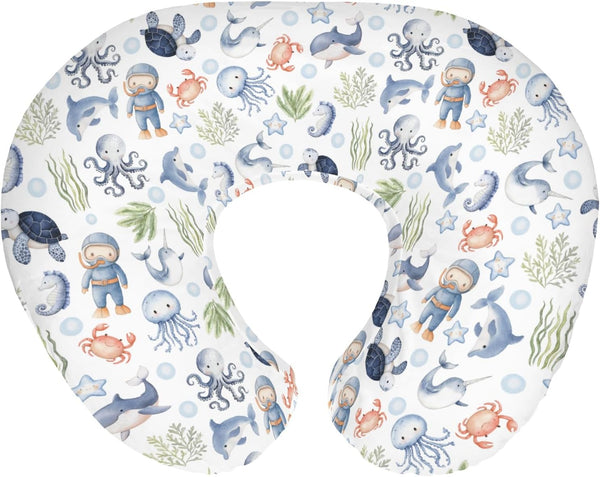 Sea Animal Baby Nursing Pillow Cover for Boy Girl Diver Turtle Jellyfish