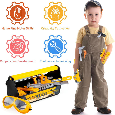 Set Set 3 4 5 Zealous Kids Tool for Boys,Toddler Tool with Kids Tool Box & Electronic Toy Drill,Construction Pretend