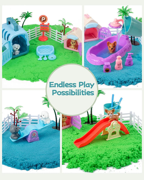 sikmcle 36 2 Set Set 3 4 5 6 7 PCS Pet Sensory Bin with Color of Moldable Sensory Sand,Pet Play and Sandbox
