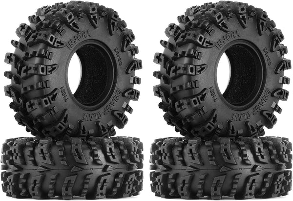 INJORA 1.0 Tires - S5 Swamp Claw Mud Terrain Tires for TRX4M AX24 SCX24 FCX24 1/18 1/24 RC Crawler Car