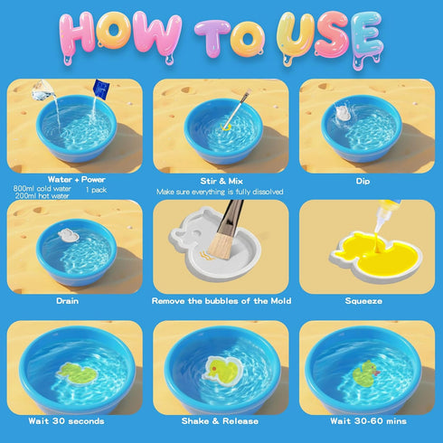 20 24 4-8 QANIY Magic Water Elf Toy Kit for Kids with Gels and Molds, Aqua Fairy,Fun DIY Craft Kit, Squishy Maker