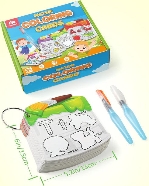 3 4 5 Coogam Water Painting Cards with Learning Alphabet, Reusable Aqua Painting Doddle Vocabulary Flash Cards, ABC
