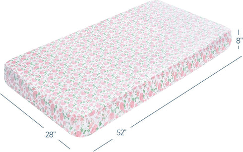 Magik & Kover 2 Pack 52" 28", Stretchy Crib Sheets Girl, Baby Crib Sheets Fitted for Standard Crib and Toddler Mattress