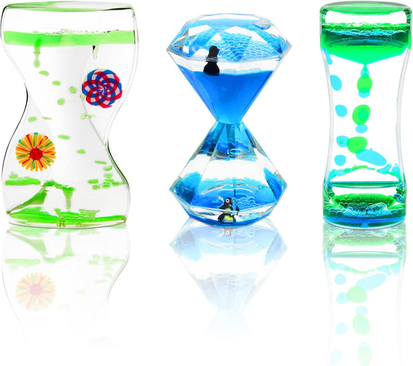 Coitak Liquid Motion Bubbler Timer, 3 Pack Sensory Play Fidget Toy in Assorted Colors