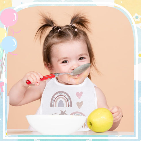 10 Toulite Pcs White Bibs for Baby Washable Reusable Waterproof Cotton Feeder Bibs with Double Sided Design for Baby