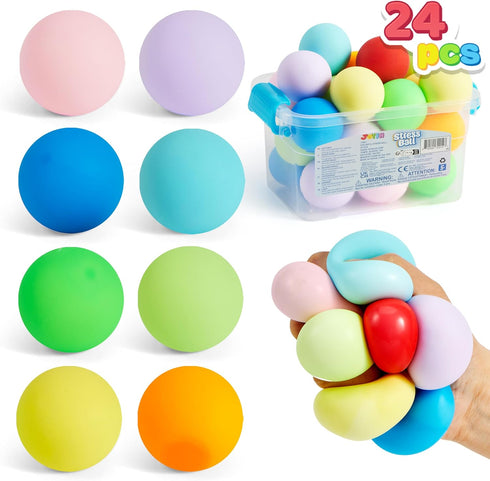 24 Pack JOYIN Slow Rising Stress Balls, Squishy Sensory Fidget Toys, Hand Therapy Balls for Anxiety Relief, Classroom