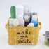 Mziart Small Foldable Canvas Storage Basket, Cotton Fabric Mini Portable Organizer Box for Makeup Toys (Yellow)