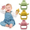 3 Pack Baby Teether Teething Toys for 0-6 Months - Silicone Anti Dropping Infant Hand Teether Pacifiers (Olive Green,