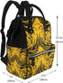 DWVTSLH Backpack Mummy Backpack Mustard Yellow and Black Diaper Bag Multifunction Nappy Bags Waterproof Large Capacity