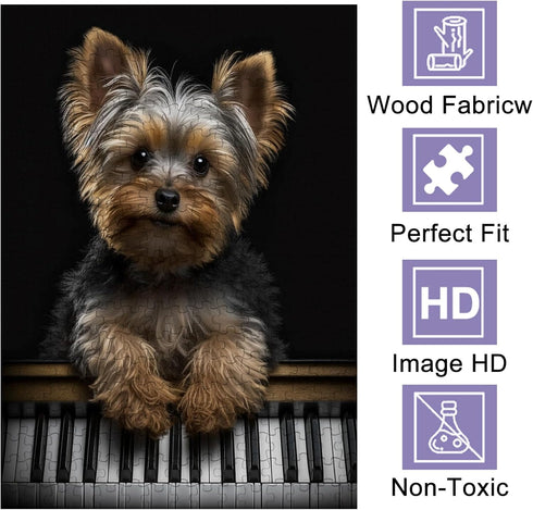 Cute Yorkie Dog Jigsaw Puzzles 1000 Pieces Yorkshire Terrier Animal Wooden Puzzle for Adults Teens Home Wall Decor Family Party Puzzle Games Floor Props Kid Toy Best Gift