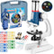 58-Piece Kids Microscope Kit - 100X-1200X Magnification with LED Light and Carrying Box for Ages 5-12