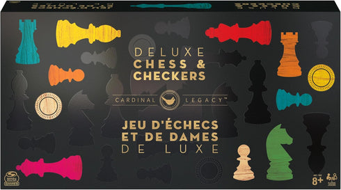 Classic Legacy Deluxe Chess & Checkers Set for 2 Players | Includes Folding Board & Solid Wood Pieces | Ages 8+