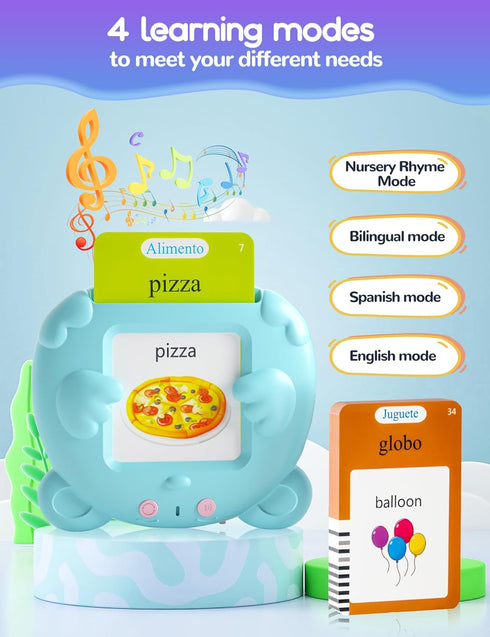 Spanish & English Talking Flash Cards for Toddlers 2-4 Years Old Bilingual Learning Toys