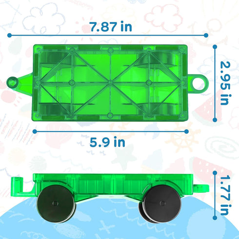 Magnetic Tiles Cars Construction Set - 4 PCS Educational Magnetic Building Blocks for Kids 3+