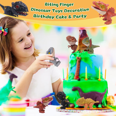 6PCS Biting Finger Dinosaurs Toy Collectibles for Display, Play and Snap On Figure Novelty Creative Theater Puppet Doll