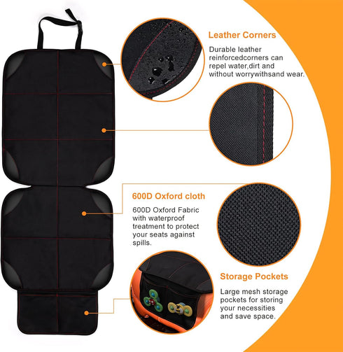 SMART ELF Car Seat Protector, Large Auto Protector for Child Seats with Thickest Padding and Non-Slip Backing Mesh
