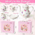 Set 3-8, Set TUZT Tea Party for Little Girls Ages White Floral Porcelain Tea with Gold Trim Edges, Princess Tea Time