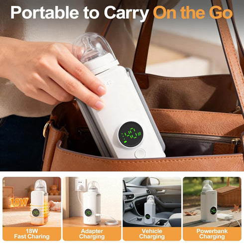 KLOMBIO 6000 Portable Bottle Warmer, Equipped with a mAh Battery, Suitable for Dreastfeeding and Formula Feeding