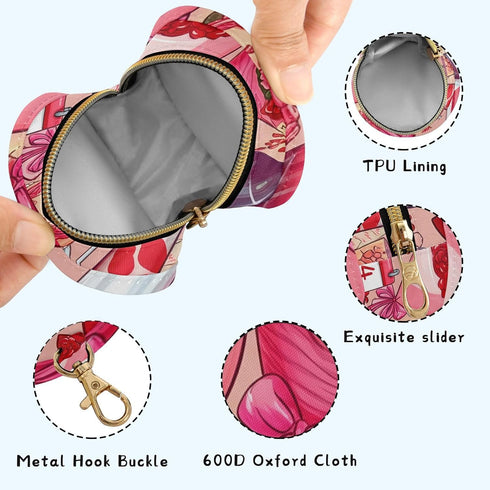 Valentines Gift Round Pacifier Storage Case with Zipper, Portable Pacifier Case for Travel, Diaper Bag & Purse