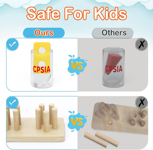 PEBIRA Montessori Toys for Toddlers - Wooden Sorting & Stacking Toys for 1 to 3-Year-Old Boys Girls