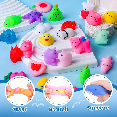 200 Pack VISCOO Squishy Toys, Mochi Squishy Bulk, Kawaii Squishies Party Favors for Kids, Stress Relief Sensory Toys