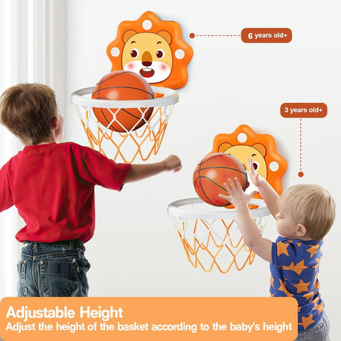 Adjustable Height Indoor Mini Basketball Hoop for Toddlers Kids, Space-Saving Christmas Birthday Gift Toy for Boys