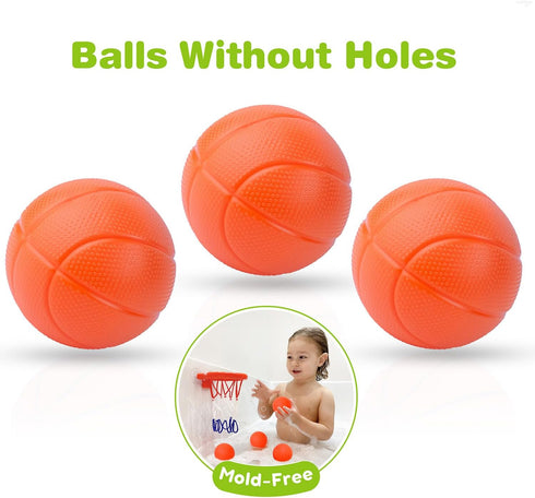 Bath Toys - Bathtub Basketball Hoop for Kids, Mold Free with 3 Balls, Strong Suction Cup for Toddlers