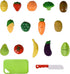 Playset (32 Playkidz: Fruit and Vegetables Basket Pretend Play Kitchen Food Educational with Toy Knife, Cutting Board