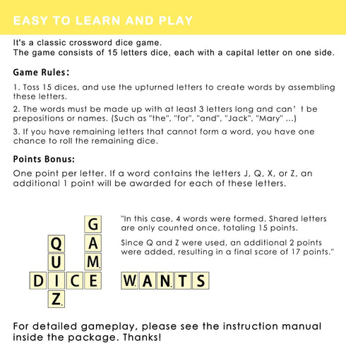 2 Sets 30 Full Alphabet Crossword Dice Game | Upgraded | of Word Dice - Large Lettered Dice | Fun Family, Travel