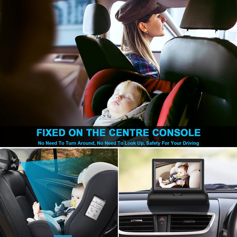 Shynerk Baby 4.3'' Baby Car Mirror with HD Night Vision Function Display, Safety Car Seat Camera with Wide Crystal