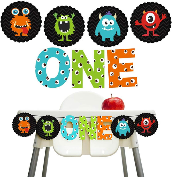 Monster Bash 1st Birthday Party Decorations, Little Monster High Chair Banner, Our Little Monster is Turning 1