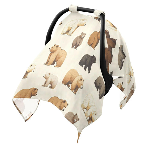 Mazeann Vintage Bears Cute Car Seat Cover Baby Breathable Soft Infant Carseat Covers