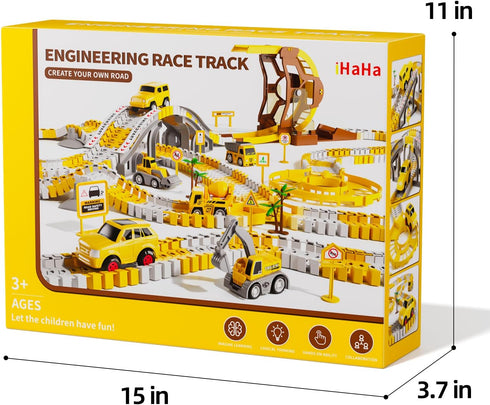 299 6 Playset 3 4 5 6 iHaHa PCS Construction Race Tracks Boys Toys, PCS Engineering Cars and Flexible Race Track Create