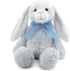 14" Blue Bunny Stuffed Animal for Kids and Newborns, Huggable Plush Rabbit Toy with Bow for Boys and Girls
