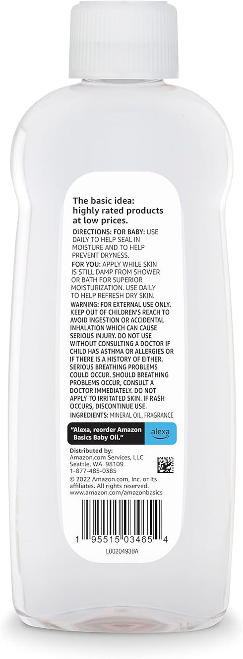 14 1-Pack Amazon Basics Baby Oil, Soothing Lavender Scented, Prevents Moisture Loss, Fluid Ounce, (Previously Solimo)