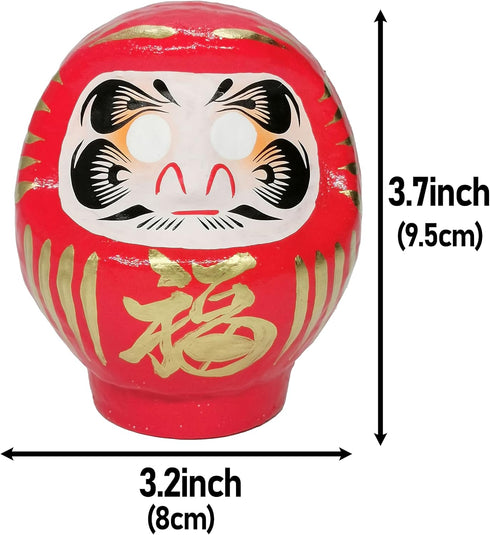 Daruma Doll 3.7inch Tall (Red), Paper-Mache, Traditional Crafts, Handcrafted in Japan