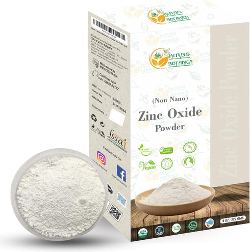 Herbs Botanica Zinc Oxide Powder Non-Nano, Pharmaceutical Grade for Skin Protection, Healing,