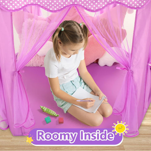 Monobeach Princess Tent for Girls, Large Playhouse Kids Castle with Star Lights, Indoor Outdoor Gift Toy