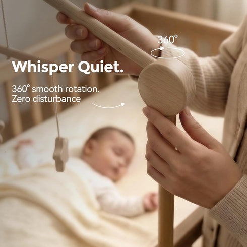 Baby Crib Mobile Arm - Wooden Baby Mobile Crib Holder for Mobile Hanging Baby Crib Attachment for Nursery Decor (Bear