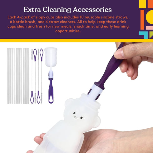 Special Supplies Honey Bear Straw Cup for Babies, 4-Pack, Fun Animal-Shaped Training Drink for Weaning
