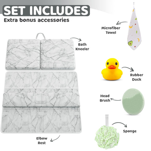 Elbow Set Sleepah Bath Kneeler and Kneeling Rest Pad for Baby Bathing Waterproof Soft Memory Foam Mat Organizer Babies