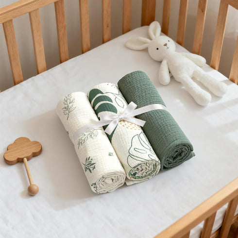 Generic 3 Pack Inches 38 40 Muslin Swaddle Blankets, Baby Receiving Blanket for Boys Girls, x Green Baby Essentials