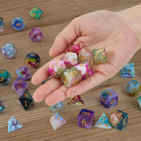 DND Dice Set, 8x7 (56 Pieces): Polyhedral Dice with Large Drawstring Bag for Dungeons and Dragons RPG