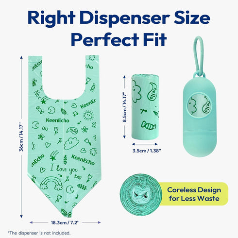 100 Count (4 Disposable Diaper Bags with Handles Rolls), Leak-Proof Diaper Trash Bags & Sacks or Pet Waste Bag, Ocean