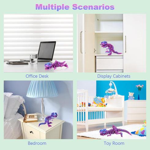 FunisFun 3D Printed Dragon with Articulated Bones - 3D Printed Dinosaur Fidget Toy Decor for Stress Relief