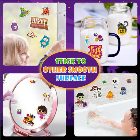 4 Sets of Halloween Reusable Sticker Books for Kids 2-4, Activities for Toddlers 1-3, Removable Jelly Stickers