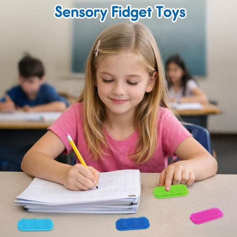 idooss 3 Sensory Fidget Toys for Kids Adults, Sensory Calm Strips for ADHD, Autism with Suction Cups, Texture Relief