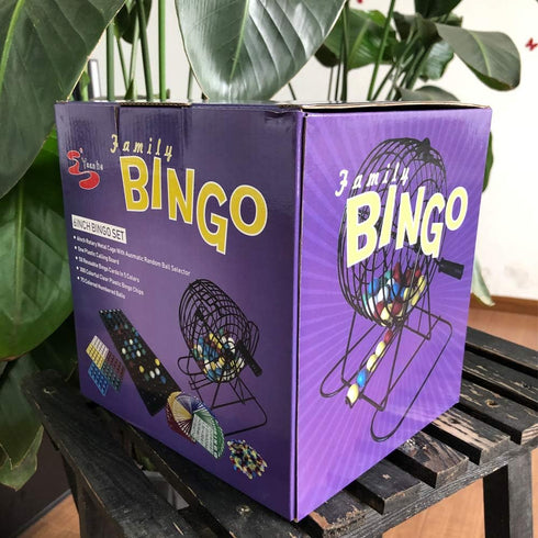 Yuanhe Deluxe Bingo Games Set - Metal Cage with Calling Board, 50 Bingo Cards, 300 Colorful Chips, 75 Colored Balls