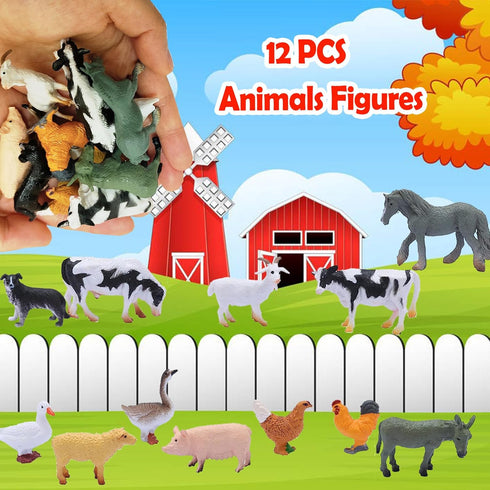 smilixin 12 Set,Animals PCS Animals Figures,Mini Farm Animal Figurines,Plastic Farm Animal Figures Learning Educational